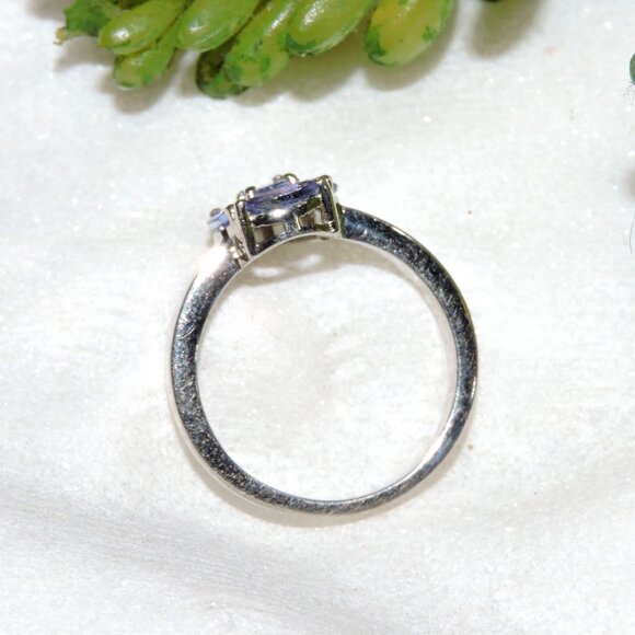 Natural Tanzanite Gemstone Sterling Silver Ring, Unique December Birthstone - Picture 4 of 8